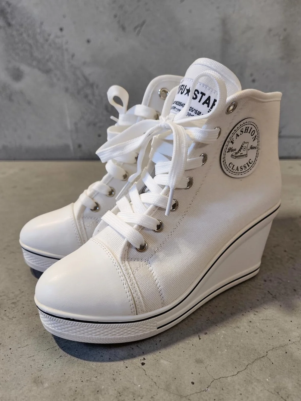 Vogue White Wedge High-Top Platform Sneakers Nwt